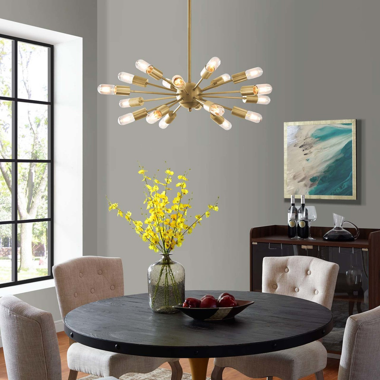 Resolve Brass Pendant Chandelier, Brass Metal Steel, Gold 14149