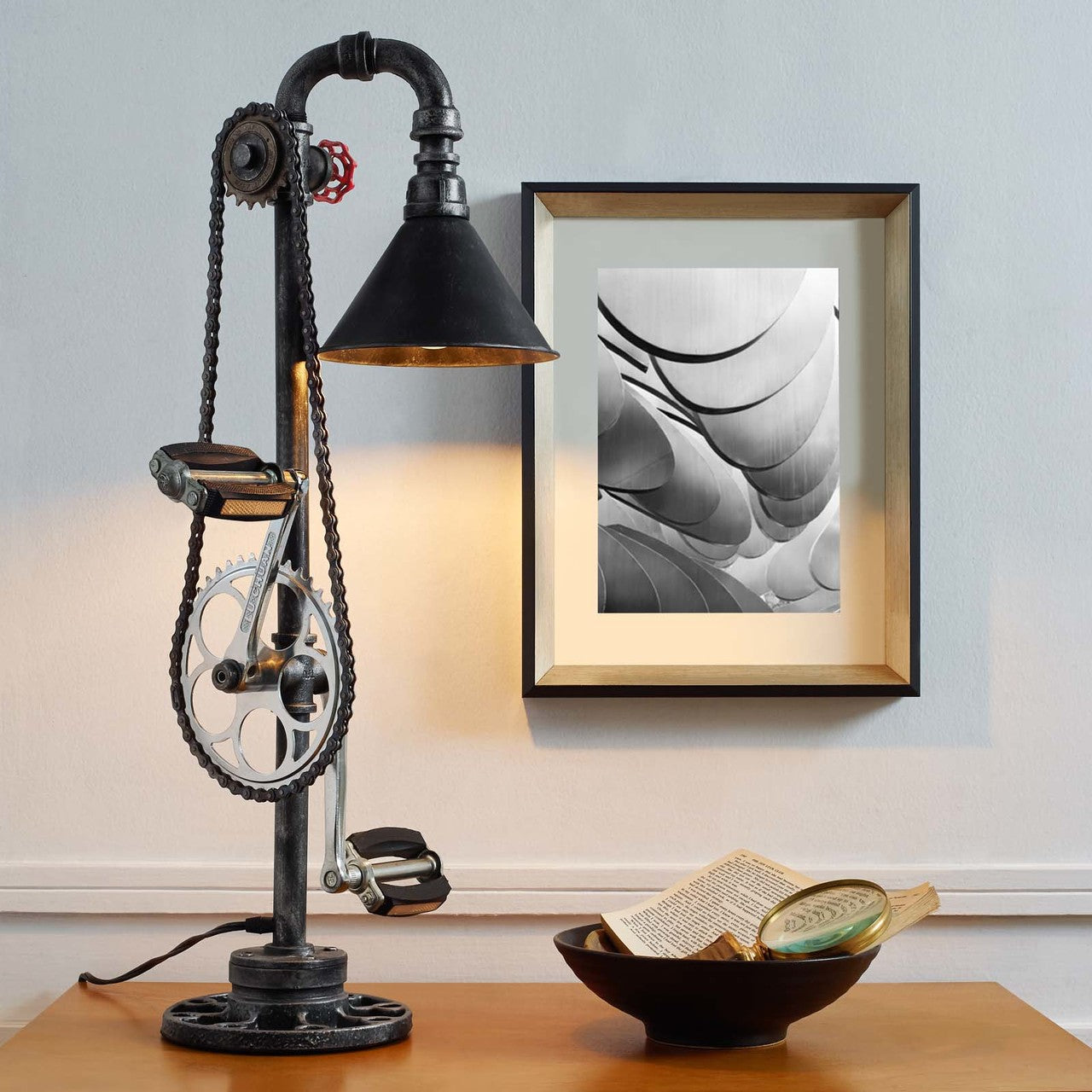 Pedal Steel Table Lamp, Metal Steel Steel, Distessed Black 14152