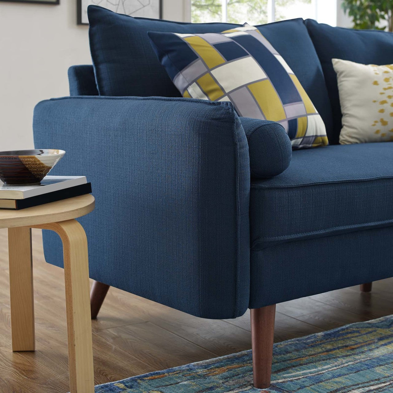 Revive Upholstered Fabric Loveseat, Fabric, Navy Blue 14155