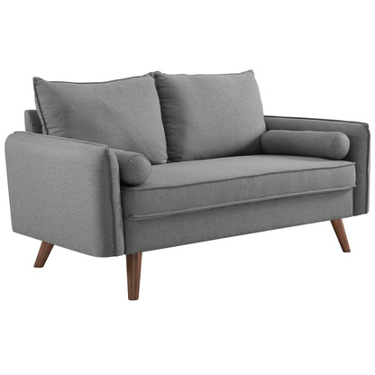 Revive Upholstered Fabric Loveseat, Fabric, Light Grey Gray 14339