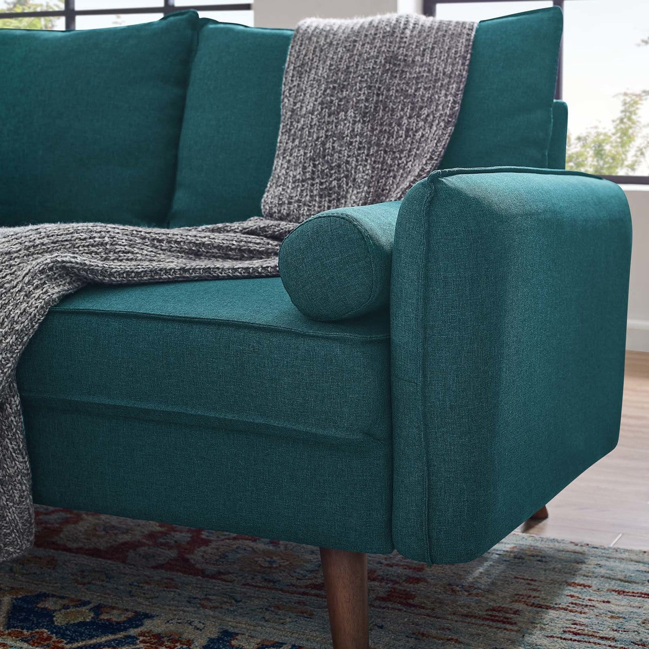 Revive Upholstered Fabric Loveseat, Fabric, Aqua Blue 14159