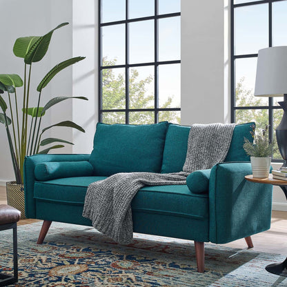 Revive Upholstered Fabric Loveseat, Fabric, Aqua Blue 14159
