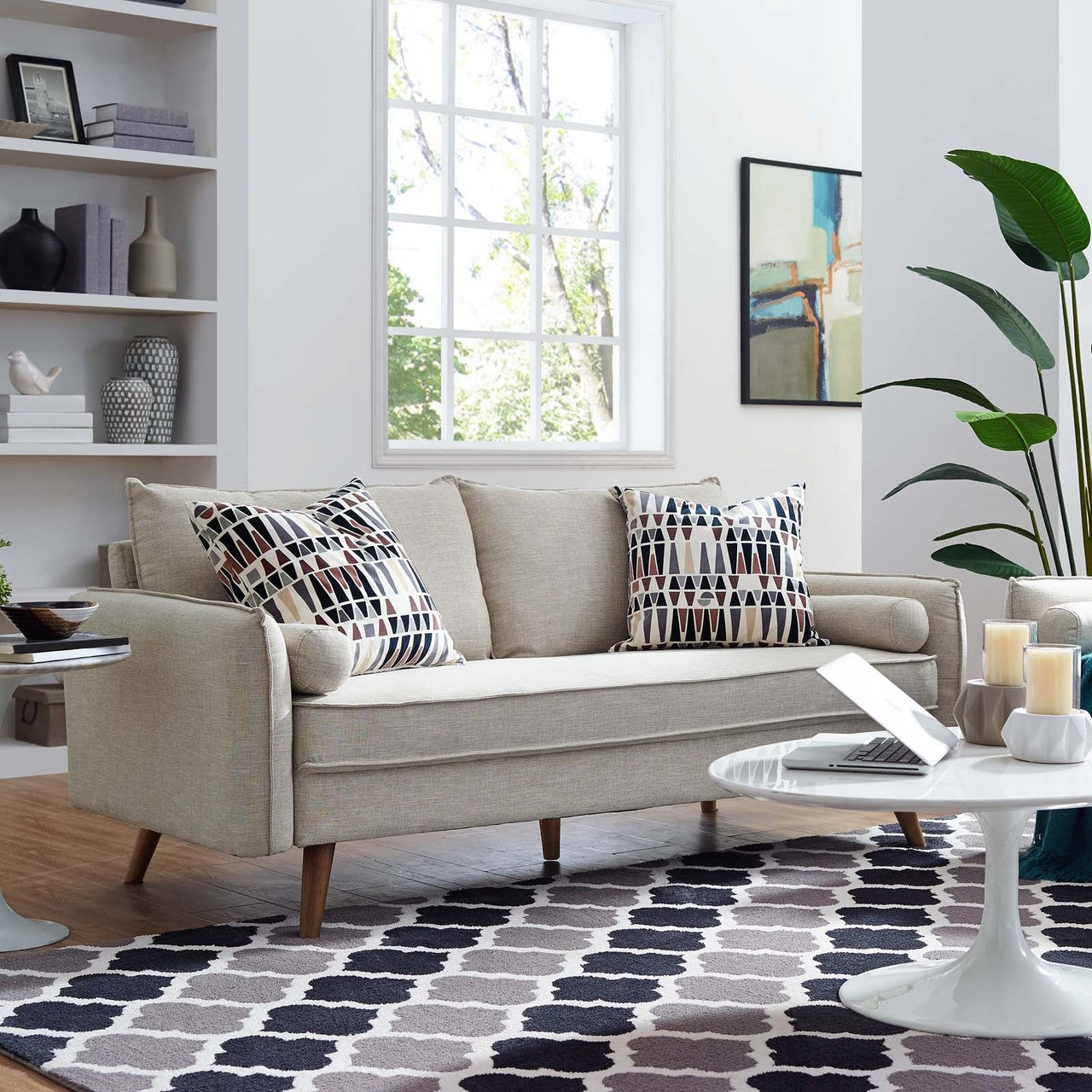 Revive Upholstered Fabric Sofa, Fabric, Beige 14162