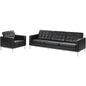 Loft 2 Piece Leather Sofa and Armchair Set, Genuine Leather, Black 14167