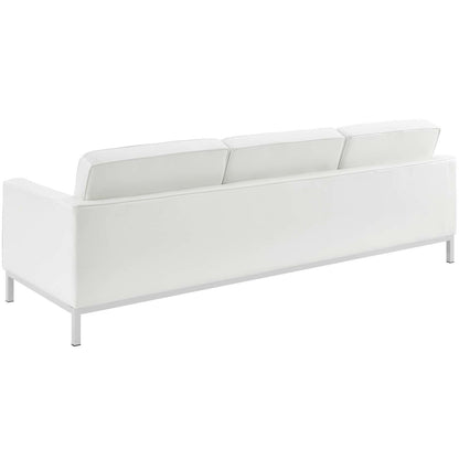 Loft 2 Piece Leather Sofa and Armchair Set, Genuine Leather, White 14168