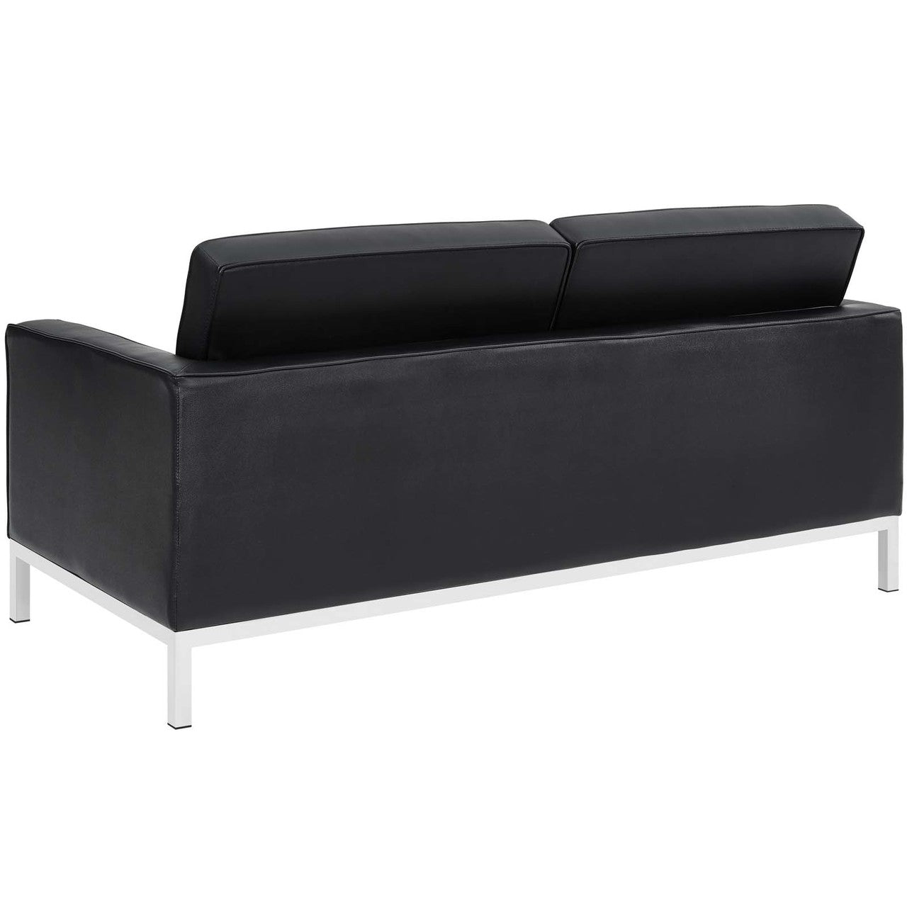 Loft 2 Piece Leather Loveseat and Armchair Set, Genuine Leather, Black 14169