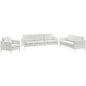 Loft 3 Piece Leather Sofa Loveseat and Armchair Set, Genuine Leather, White 14172
