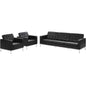 Loft 3 Piece Leather Sofa and Armchair Set, Genuine Leather, Black 14173