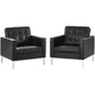 Loft 2 Piece Leather Armchair Set, Genuine Leather, Black 14175