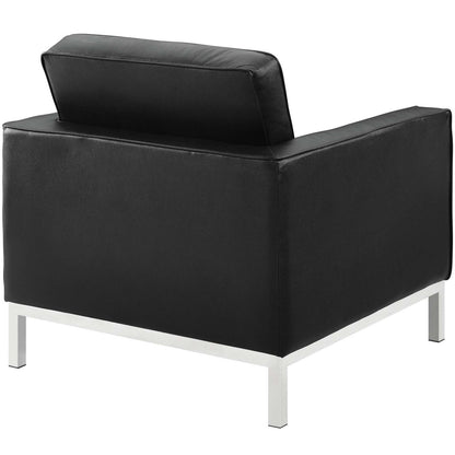 Loft 2 Piece Leather Armchair Set, Genuine Leather, Black 14175