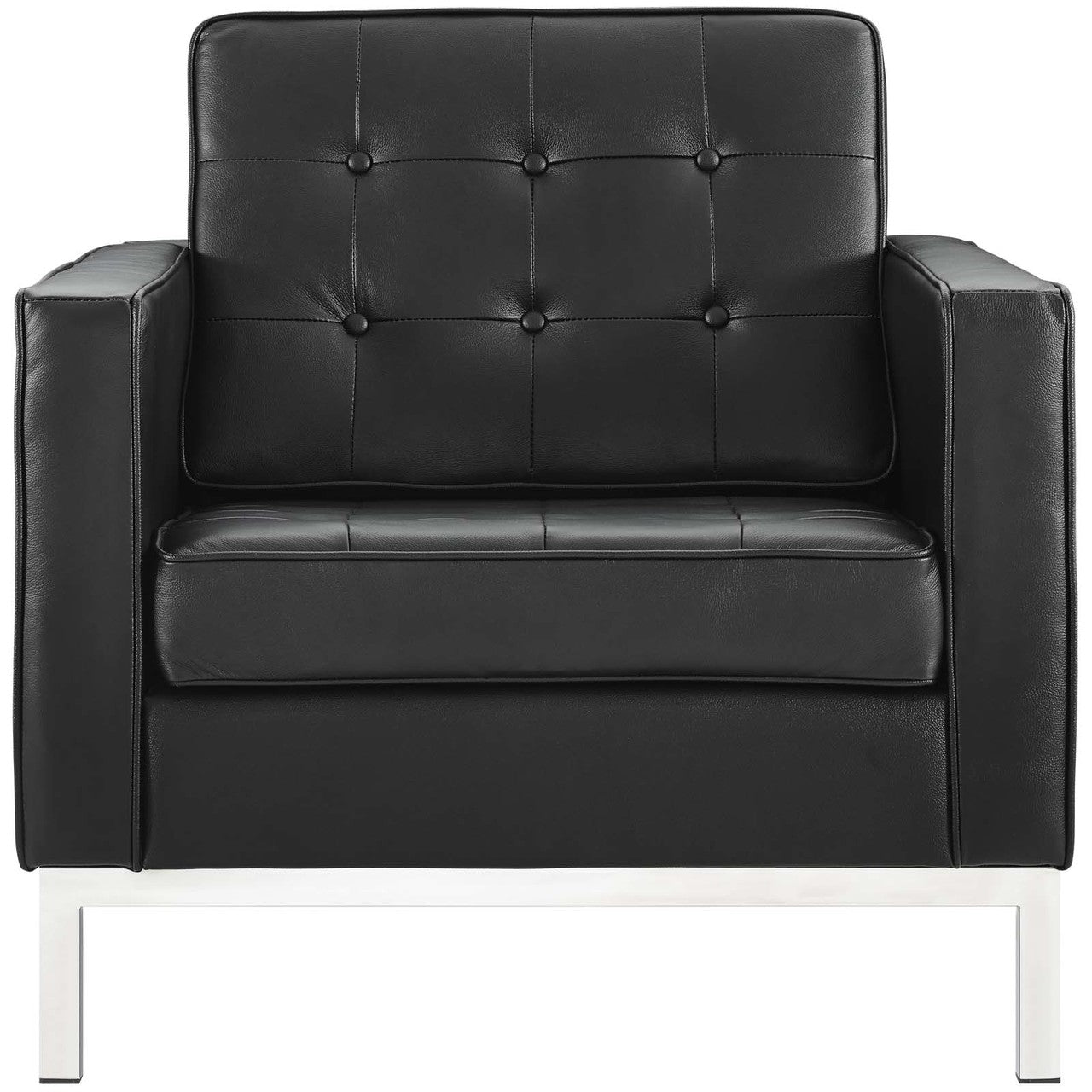Loft 2 Piece Leather Armchair Set, Genuine Leather, Black 14175