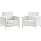 Loft 2 Piece Leather Armchair Set, Genuine Leather, White 14176