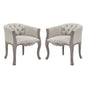 Crown Vintage French Upholstered Fabric Dining Armchair Set of 2, Fabric Wood, Beige 14177