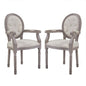 Arise Vintage French Upholstered Fabric Dining Armchair Set of 2, Fabric Wood, Beige 14180