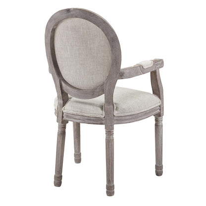 Arise Vintage French Upholstered Fabric Dining Armchair Set of 2, Fabric Wood, Beige 14180