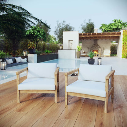 Bayport 2 Piece Outdoor Patio Teak Set, Wood, White Natural 14183