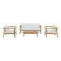 Bayport 4 Piece Outdoor Patio Teak Set, Wood, White Natural 14186