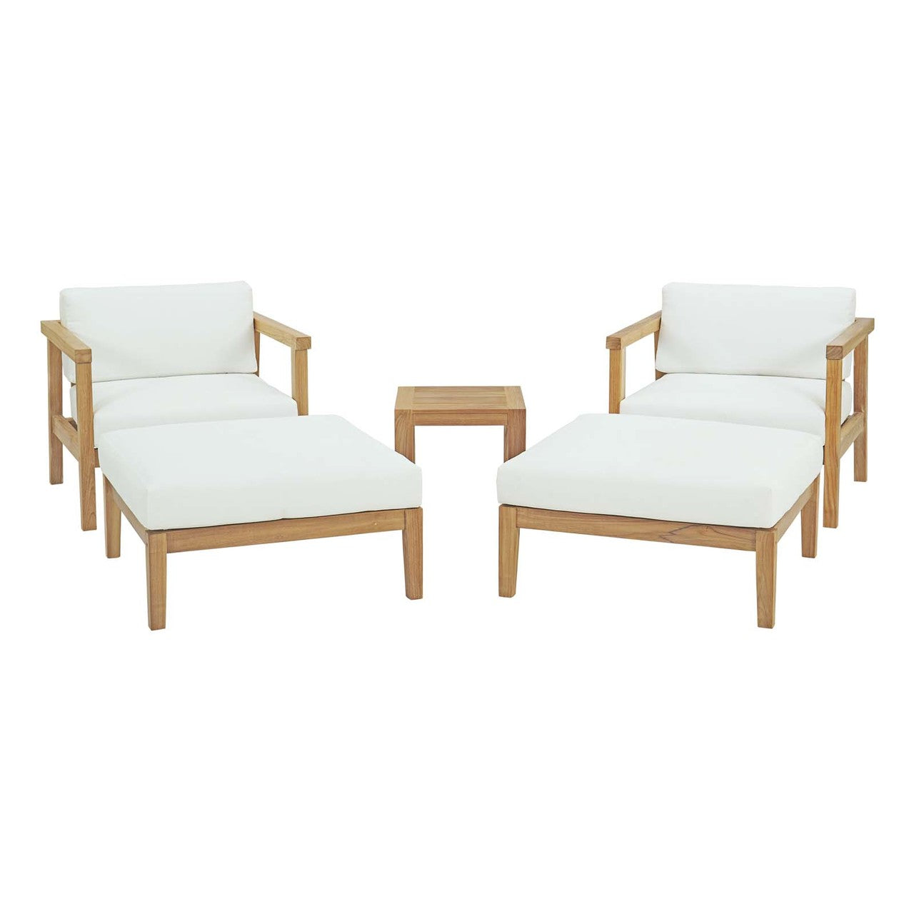 Bayport 5 Piece Outdoor Patio Teak Set, Wood, White Natural 14188