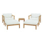 Bayport 5 Piece Outdoor Patio Teak Set, Wood, White Natural 14188