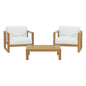 Upland 3 Piece Outdoor Patio Teak Set, Wood, White Natural 14189