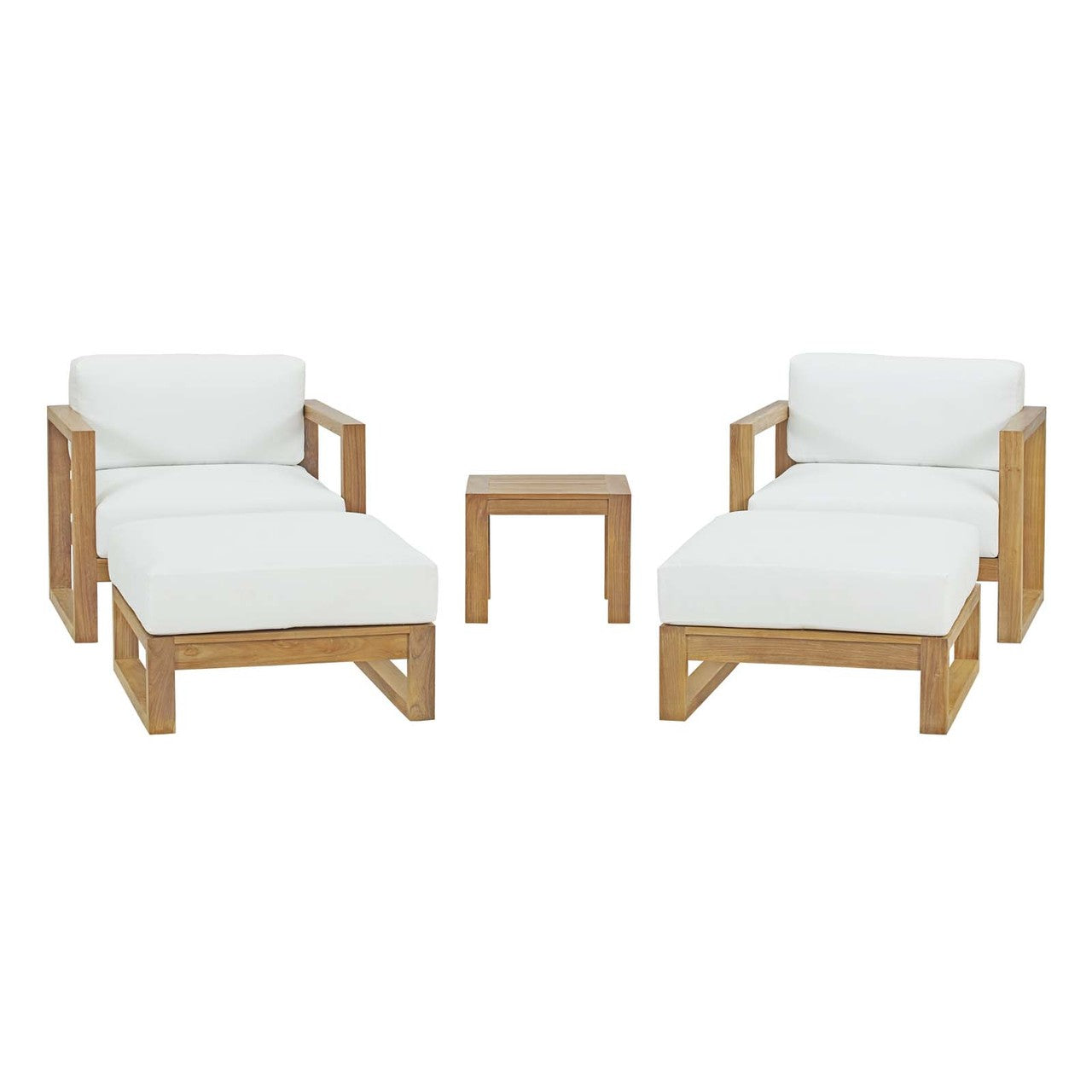 Upland 5 Piece Outdoor Patio Teak Set, Wood, White Natural 14190