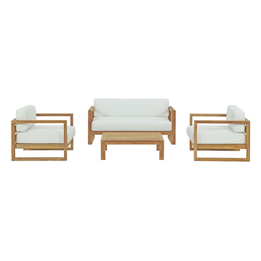Upland 4 Piece Outdoor Patio Teak Set, Wood, White Natural 14191