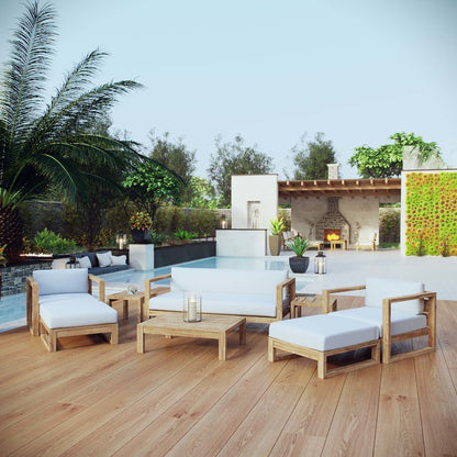 Upland 8 Piece Outdoor Patio Teak Set, Wood, White Natural 14192