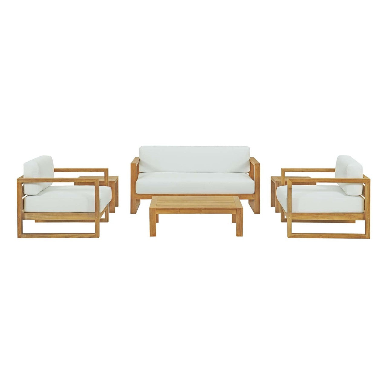 Upland 6 Piece Outdoor Patio Teak Set, Wood, White Natural 14193