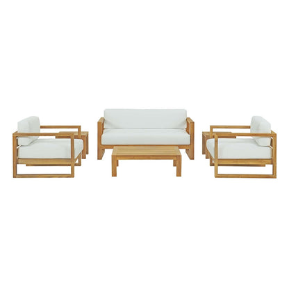 Upland 6 Piece Outdoor Patio Teak Set, Wood, White Natural 14193