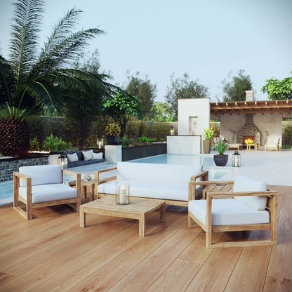 Upland 6 Piece Outdoor Patio Teak Set, Wood, White Natural 14193