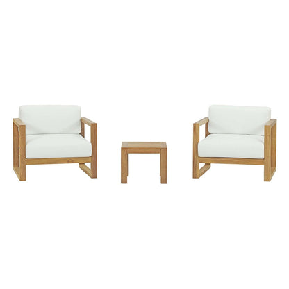 Upland 3 Piece Outdoor Patio Teak Set, Wood, White Natural 14194
