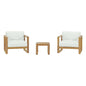 Upland 3 Piece Outdoor Patio Teak Set, Wood, White Natural 14194