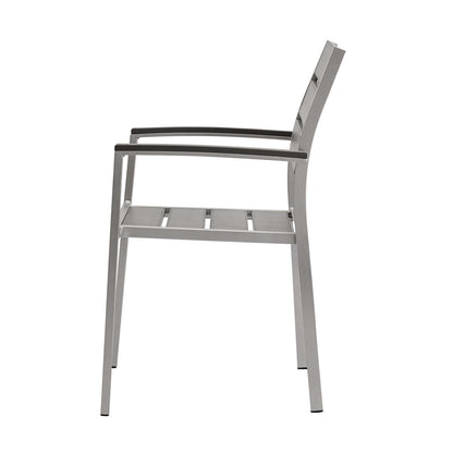 Shore Outdoor Patio Aluminum Dining Armchair, Fabric Aluminum, Grey Gray Silver, 17270