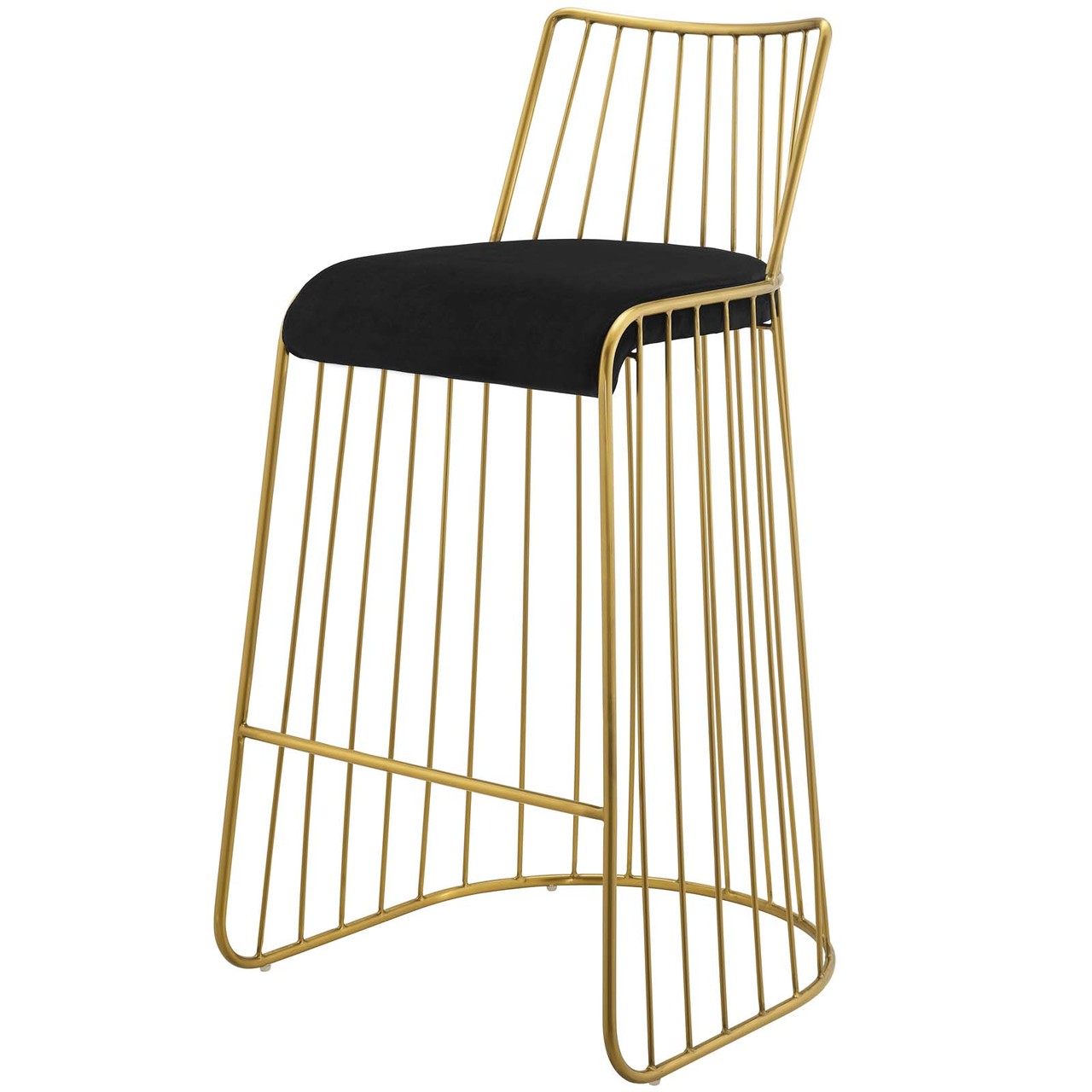 Rivulet Gold Stainless Steel Upholstered Velvet Bar Stool, Velvet Fabric Metal Steel, Gold Black 15201