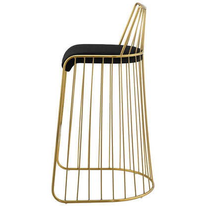 Rivulet Gold Stainless Steel Upholstered Velvet Bar Stool, Velvet Fabric Metal Steel, Gold Black 15201