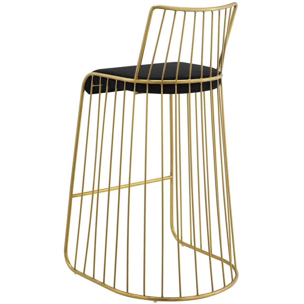 Rivulet Gold Stainless Steel Upholstered Velvet Bar Stool, Velvet Fabric Metal Steel, Gold Black 15201