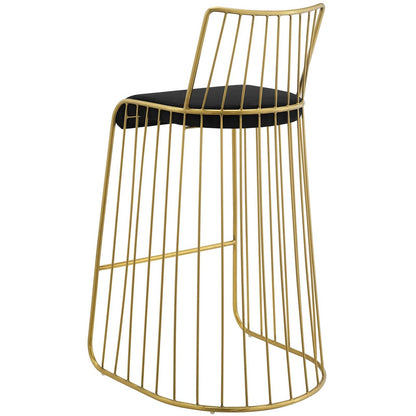 Rivulet Gold Stainless Steel Upholstered Velvet Bar Stool, Velvet Fabric Metal Steel, Gold Black 15201