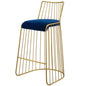 Rivulet Gold Stainless Steel Upholstered Velvet Bar Stool, Velvet Fabric Metal Steel, Gold Navy 15202