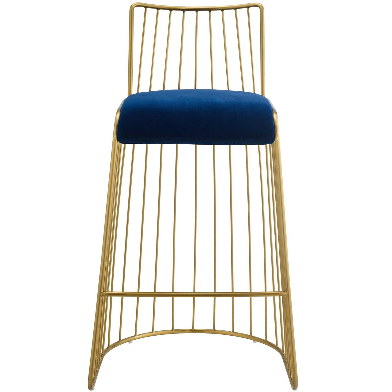 Rivulet Gold Stainless Steel Upholstered Velvet Bar Stool, Velvet Fabric Metal Steel, Gold Navy 15202