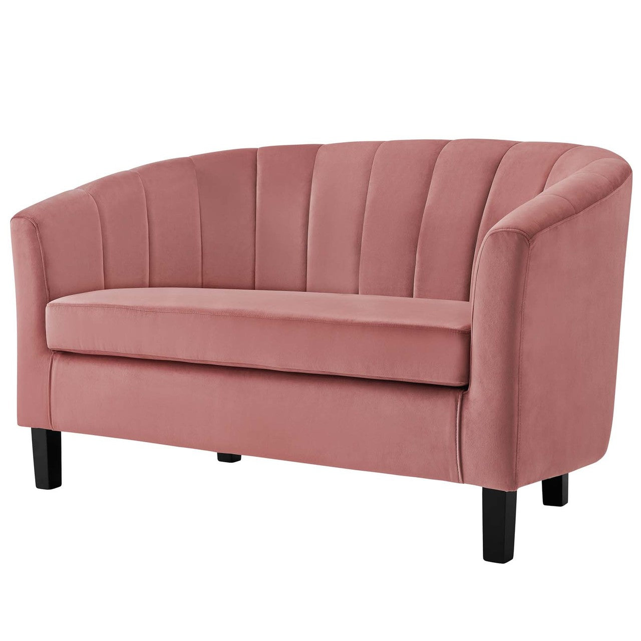 Prospect Channel Tufted Upholstered Velvet Loveseat, Velvet Fabric, Rose Red 15320