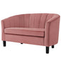Prospect Channel Tufted Upholstered Velvet Loveseat, Velvet Fabric, Rose Red 15320