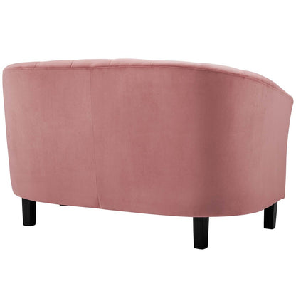 Prospect Channel Tufted Upholstered Velvet Loveseat, Velvet Fabric, Rose Red 15320