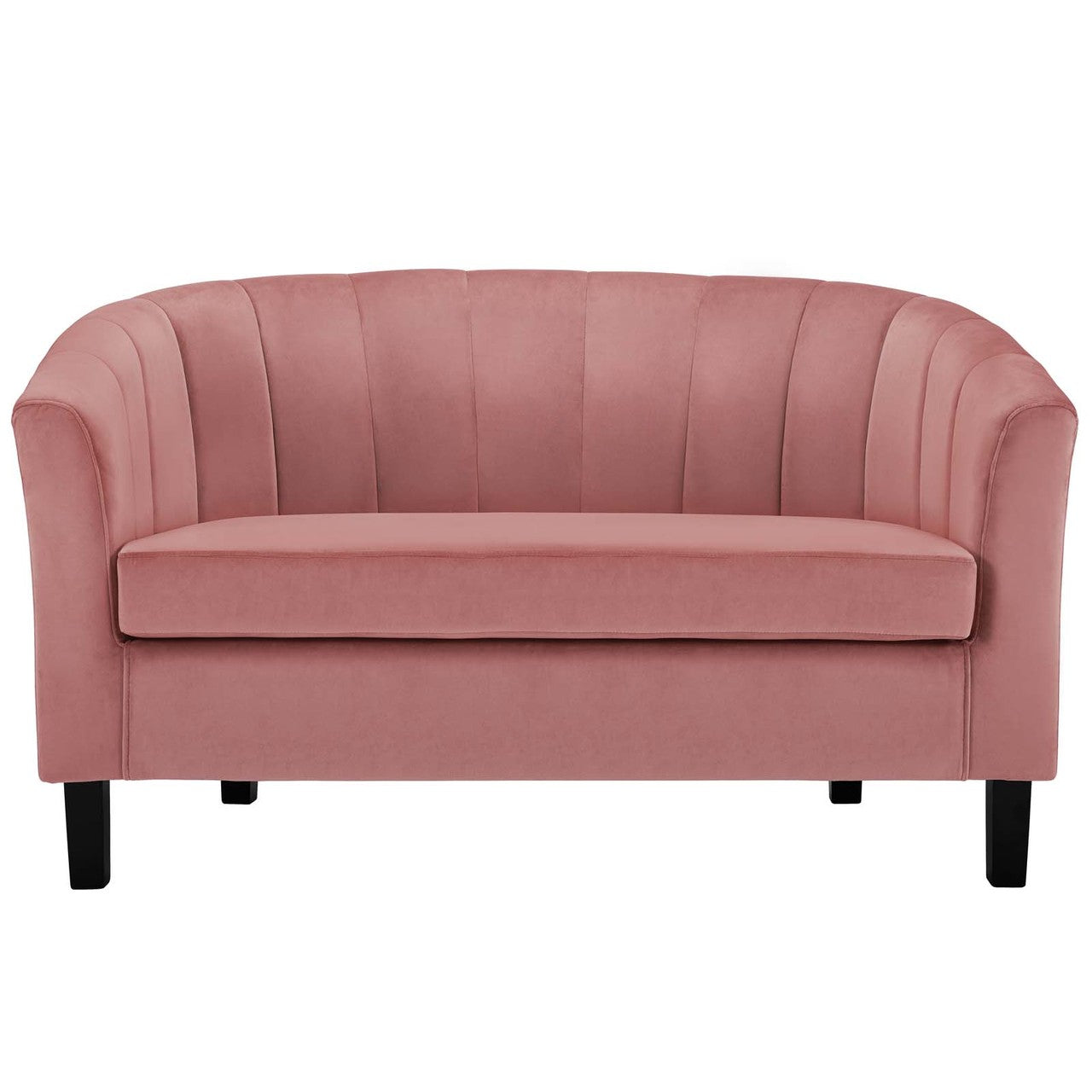 Prospect Channel Tufted Upholstered Velvet Loveseat, Velvet Fabric, Rose Red 15320