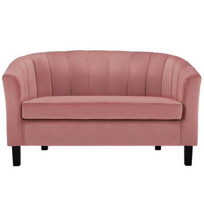Prospect Channel Tufted Upholstered Velvet Loveseat, Velvet Fabric, Rose Red 15320