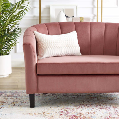 Prospect Channel Tufted Upholstered Velvet Loveseat, Velvet Fabric, Rose Red 15320