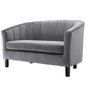 Prospect Channel Tufted Upholstered Velvet Loveseat, Velvet Fabric, Grey Gray 15050