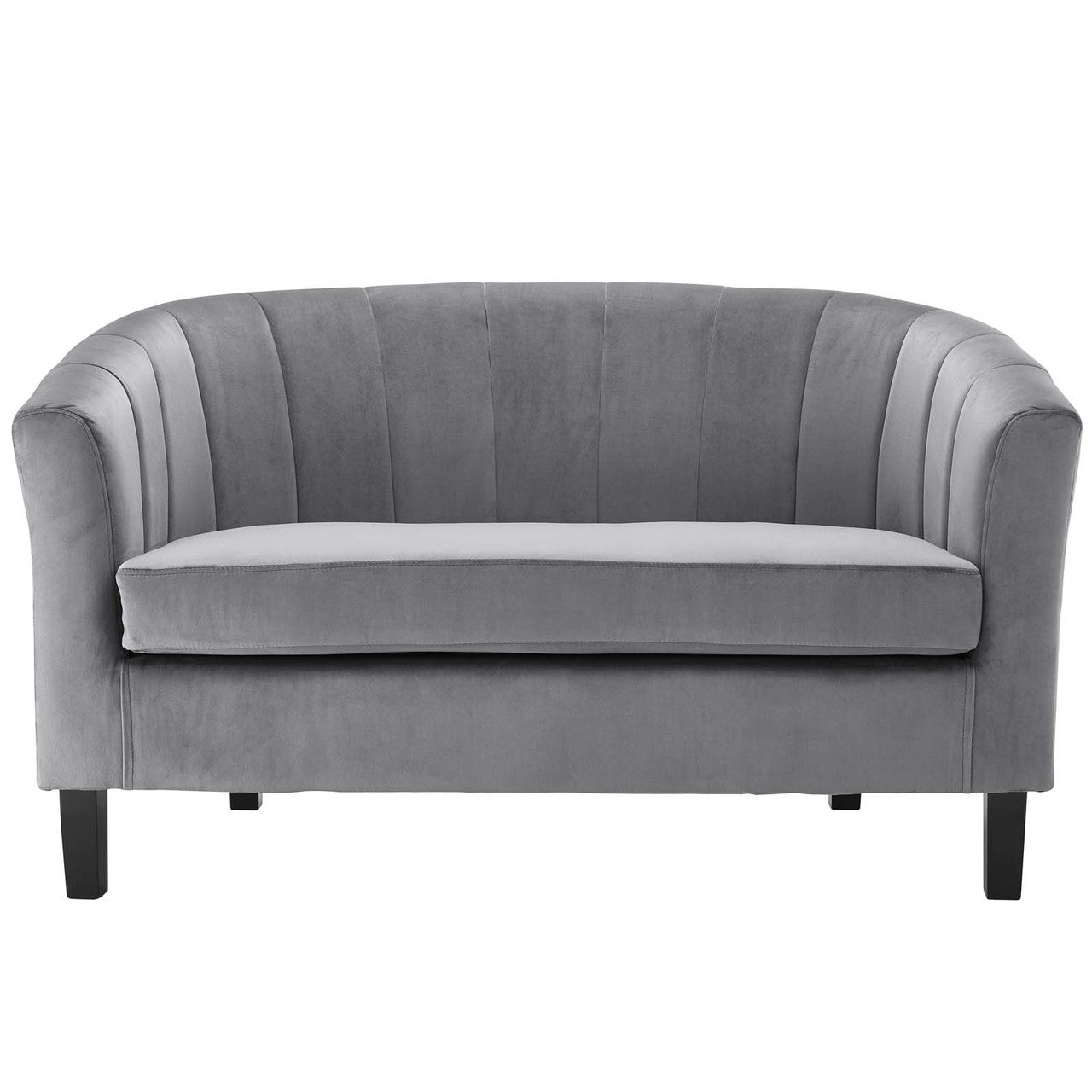Prospect Channel Tufted Upholstered Velvet Loveseat, Velvet Fabric, Grey Gray 15050