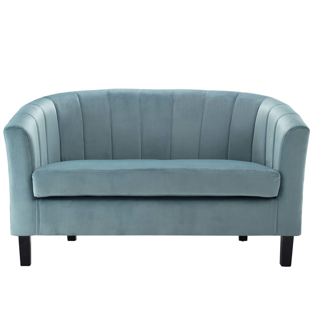 Prospect Channel Tufted Upholstered Velvet Loveseat, Velvet Fabric, Light Blue 15051