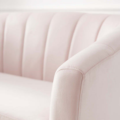 Prospect Channel Tufted Performance Velvet Loveseat, Velvet, Pink, 18153