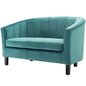 Prospect Channel Tufted Upholstered Velvet Loveseat, Velvet Fabric, Aqua Blue 15053